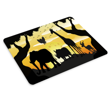 Tapis de souris original scène de silhouette de savane - TenStickers