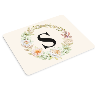 Tapis de souris nom design floral initial - TenStickers