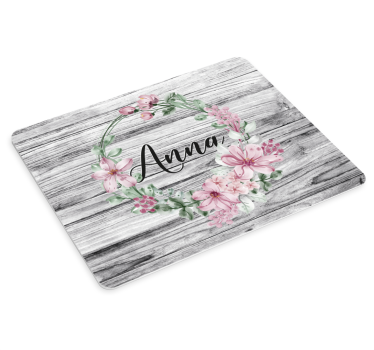 Tapis de souris nom cercle floral - TenStickers