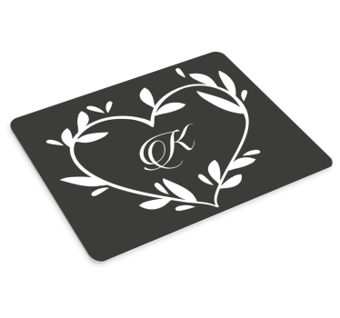 Tapis de souris nom monogramme en forme de cœur - TenStickers