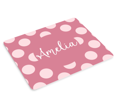 Tapis de souris nom pois roses personnalisés - TenStickers