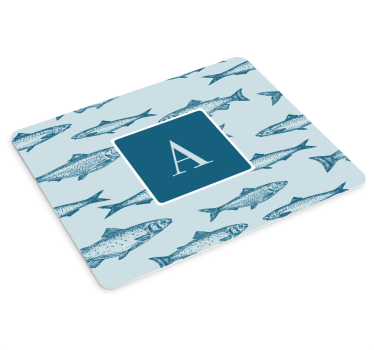 Tapis de souris avec nom Poisson initial personnalisé - TenStickers