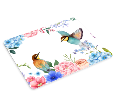 Tapis de souris original oiseaux colorés parmi les fleurs - TenStickers