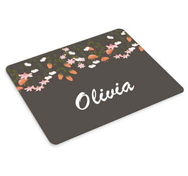 Tapis de souris nom design floral personnalisé - TenStickers
