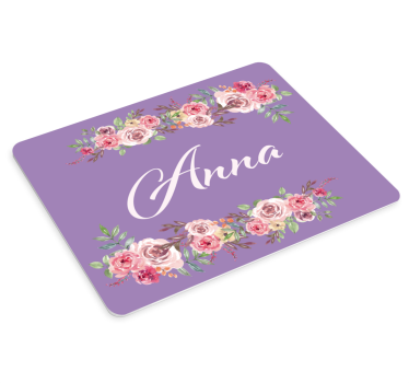 Tapis de souris nom accent floral personnalisé - TenStickers