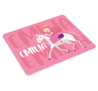 Tapis de souris princesse chevauchant un unicorn - TenStickers