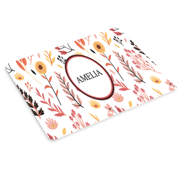 Tapis de souris nom floral personnalisé ovale - TenStickers