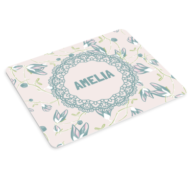 Tapis de souris nom design en dentelle florale - TenStickers