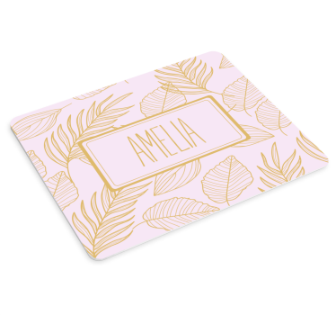 Tapis de souris nom motif feuilles élégant - TenStickers