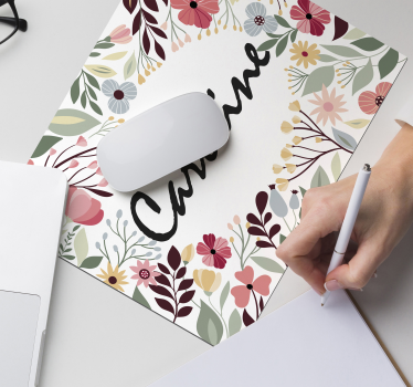 tapis de souris avec nom Floral personnalisé - TenStickers