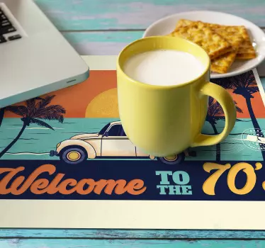 tapis de souris avec citation Bienvenue dans les années 70 - TenStickers