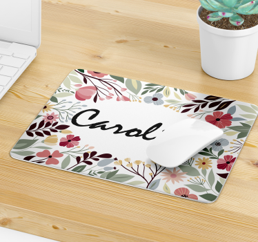 tapis de souris avec nom Floral personnalisé - TenStickers