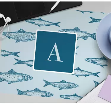Tapis de souris avec nom Poisson initial personnalisé - TenStickers