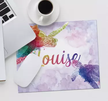 Tapis de souris de tortues colorées avec prénom - TenStickers