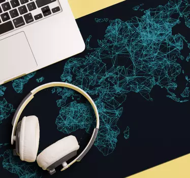 XXL Tapis de souris Carte du monde avec lignes - TenStickers