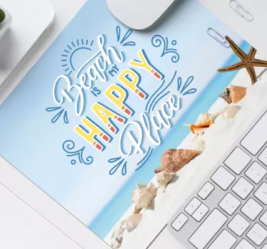 Tapis de souris citation bonheur de plage - TenStickers