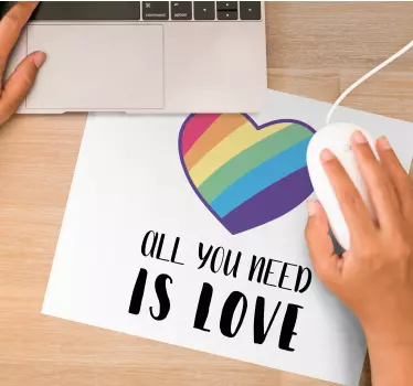 Tapis de souris citation cœur arc-en-ciel amour - TenStickers
