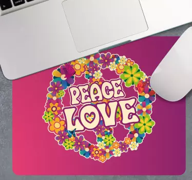 Tapis de souris citation paix florale colorée - TenStickers