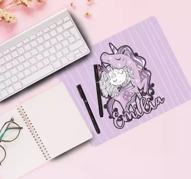 Tapis de souris licorne et fille - TenStickers