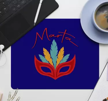 Tapis de souris masque de plumes colorées - TenStickers