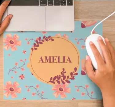Tapis de souris nom accent botanique personnalisé - TenStickers