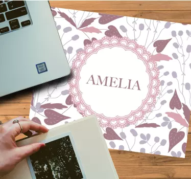 Tapis de souris nom arrangement floral personnalisé - TenStickers