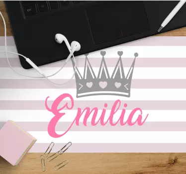 Tapis de souris nom couronne personnalisée emilia - TenStickers