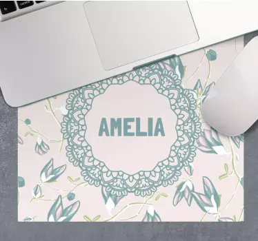 Tapis de souris nom design en dentelle florale - TenStickers