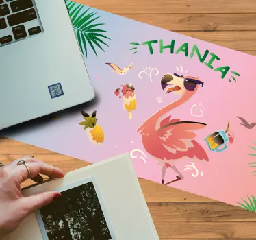 Tapis de souris nom flamant tropical - TenStickers