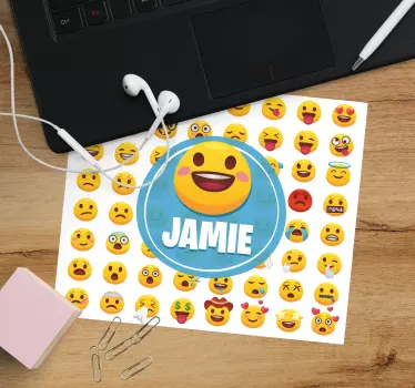 Tapis de souris nom motif emoji avec expressions joyeuses - TenStickers
