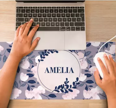 Tapis de souris nom motif floral personnalisé - TenStickers