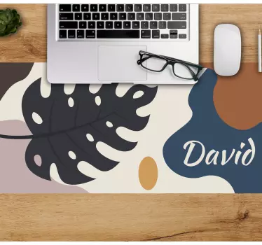 Tapis de souris nom personnalisation motif feuille - TenStickers