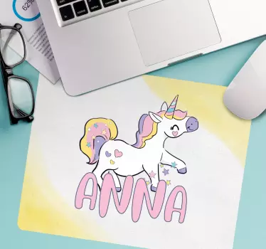 Tapis de souris nom personnalisation thème licorne - TenStickers