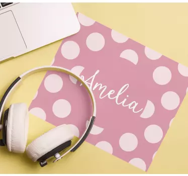 Tapis de souris nom pois roses personnalisés - TenStickers