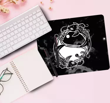 Tapis de souris original art de poisson yin yang - TenStickers
