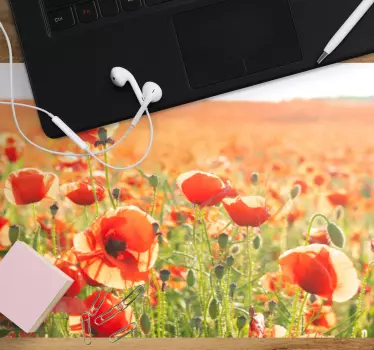Tapis de souris original champs de coquelicots vibrants - TenStickers