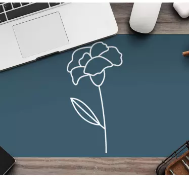 Tapis de souris original contour de fleur minimaliste - TenStickers