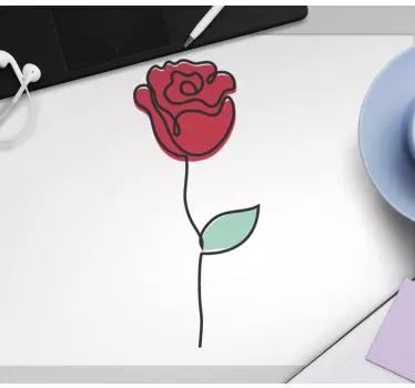Tapis de souris original contour de rose stylisé - TenStickers