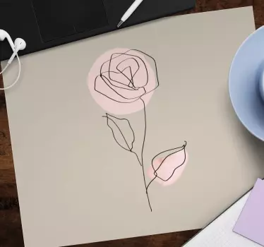 Tapis de souris original contour floral minimaliste - TenStickers