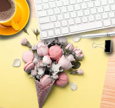 Tapis de souris original cornet de glace floral - TenStickers