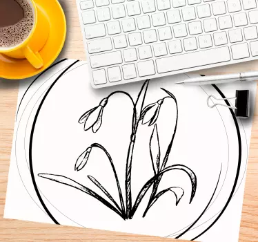 Tapis de souris original croquis floral élégant - TenStickers