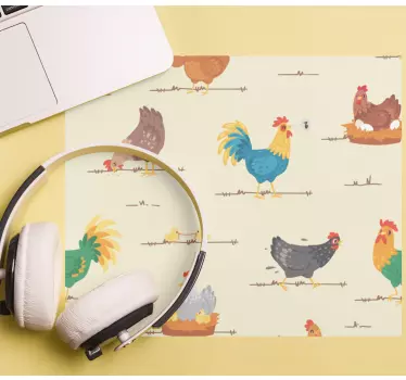 Tapis de souris original impressions de poules colorées - TenStickers