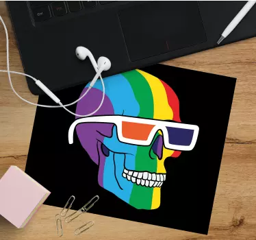 Tapis de souris original lunettes colorées avec tête de mort - TenStickers