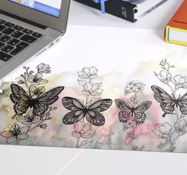Tapis de souris original papillons et fleurs - TenStickers