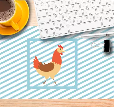 Tapis de souris original poule sur rayures - TenStickers