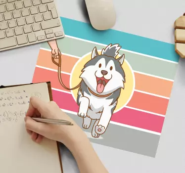 Tapis de souris original promenade joyeuse avec chien - TenStickers