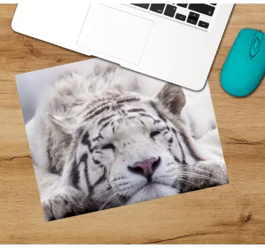 Tapis de souris original tigre blanc reposant - TenStickers