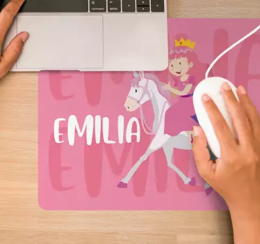 Tapis de souris princesse chevauchant un unicorn - TenStickers