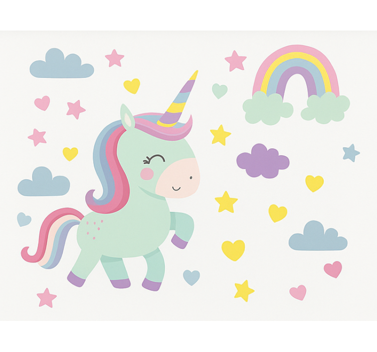 Store enrouleur chambre enfant motif de licorne coloré - TenStickers