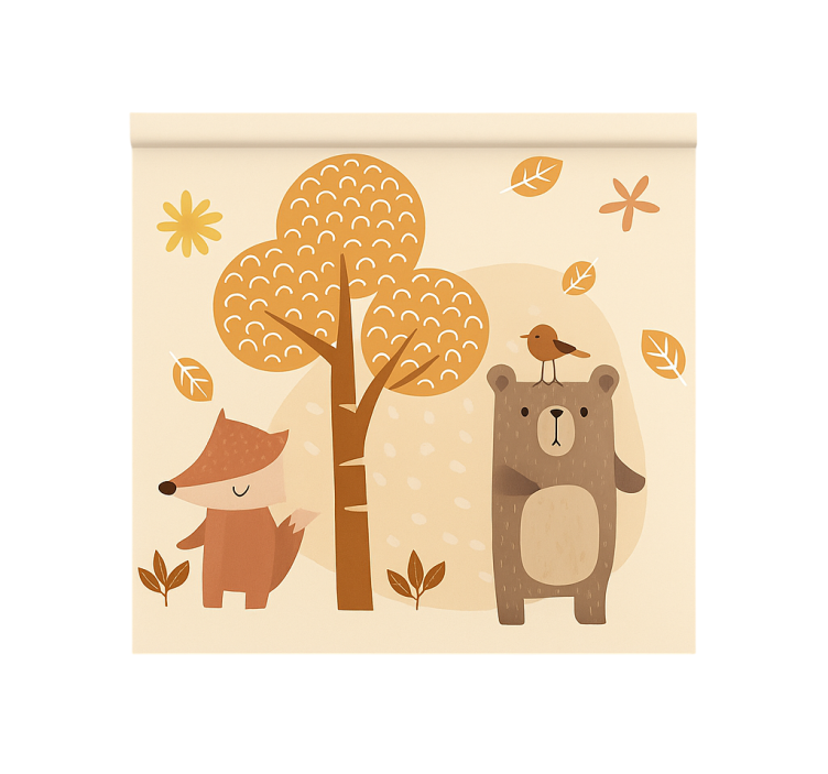 Store enrouleur chambre enfant animaux de la forêt beige - TenStickers